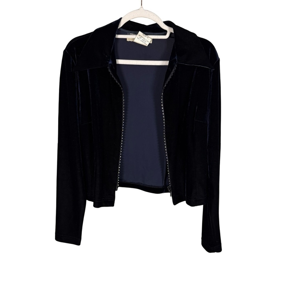 Debbi Shuchat for Como Navy Velvet Women's Blazer Jacket Size M Vintage Style
